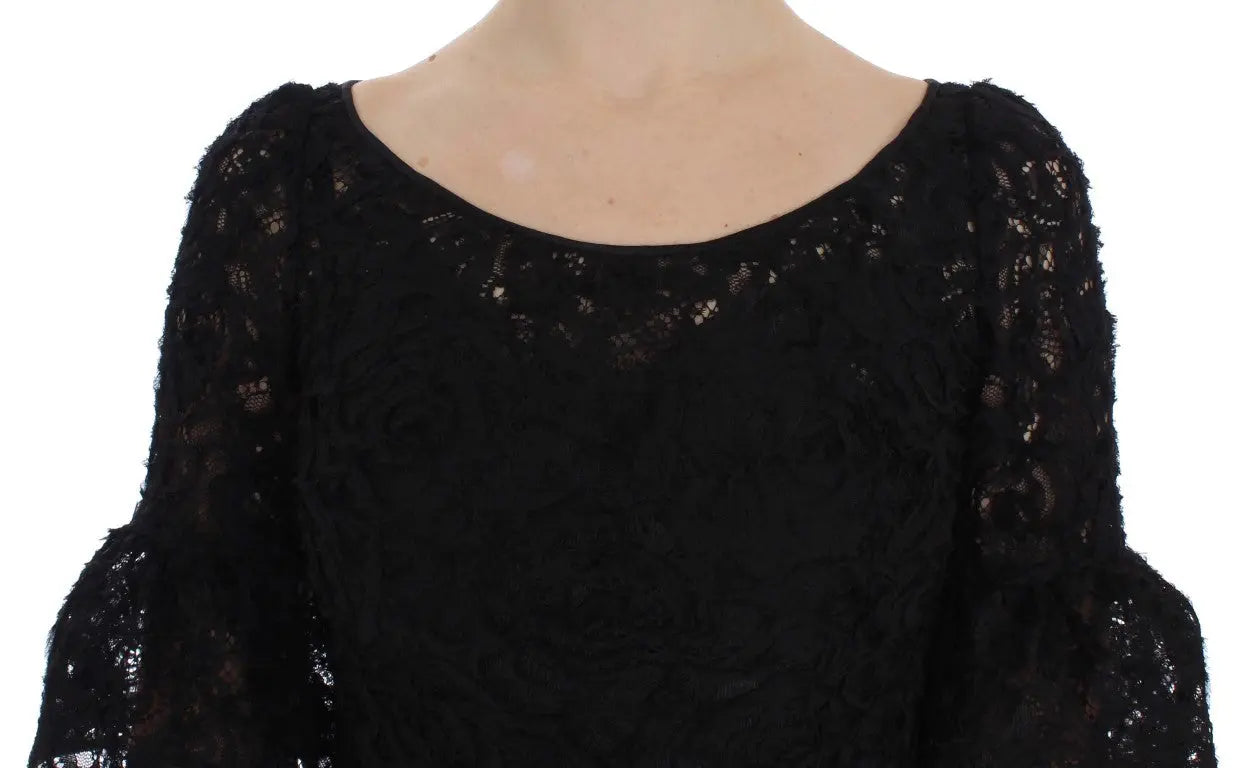 Dolce & Gabbana Black Floral Lace Long Bodycon Maxi Dress Dolce & Gabbana