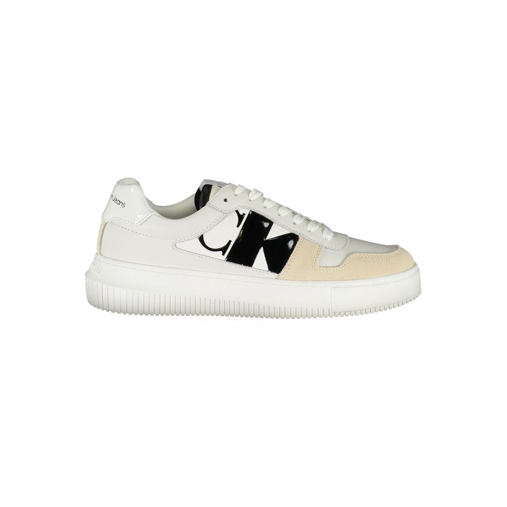 Calvin Klein Elegant White Lace-Up Sneakers with Contrast Detail - Zeiniez