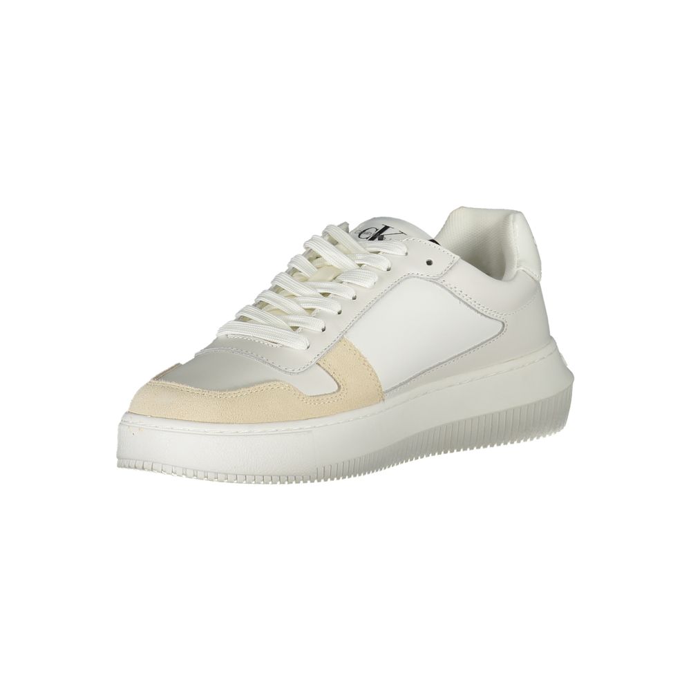Calvin Klein Elegant White Lace-Up Sneakers with Contrast Detail - Zeiniez