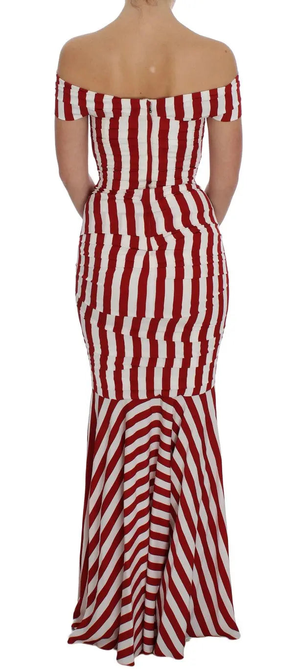 Dolce & Gabbana Red White Silk Stretch Dress Dolce & Gabbana