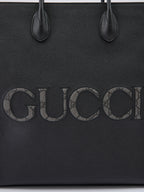 Gucci Black Leather Logo Medium Tote Bag - Zeiniez