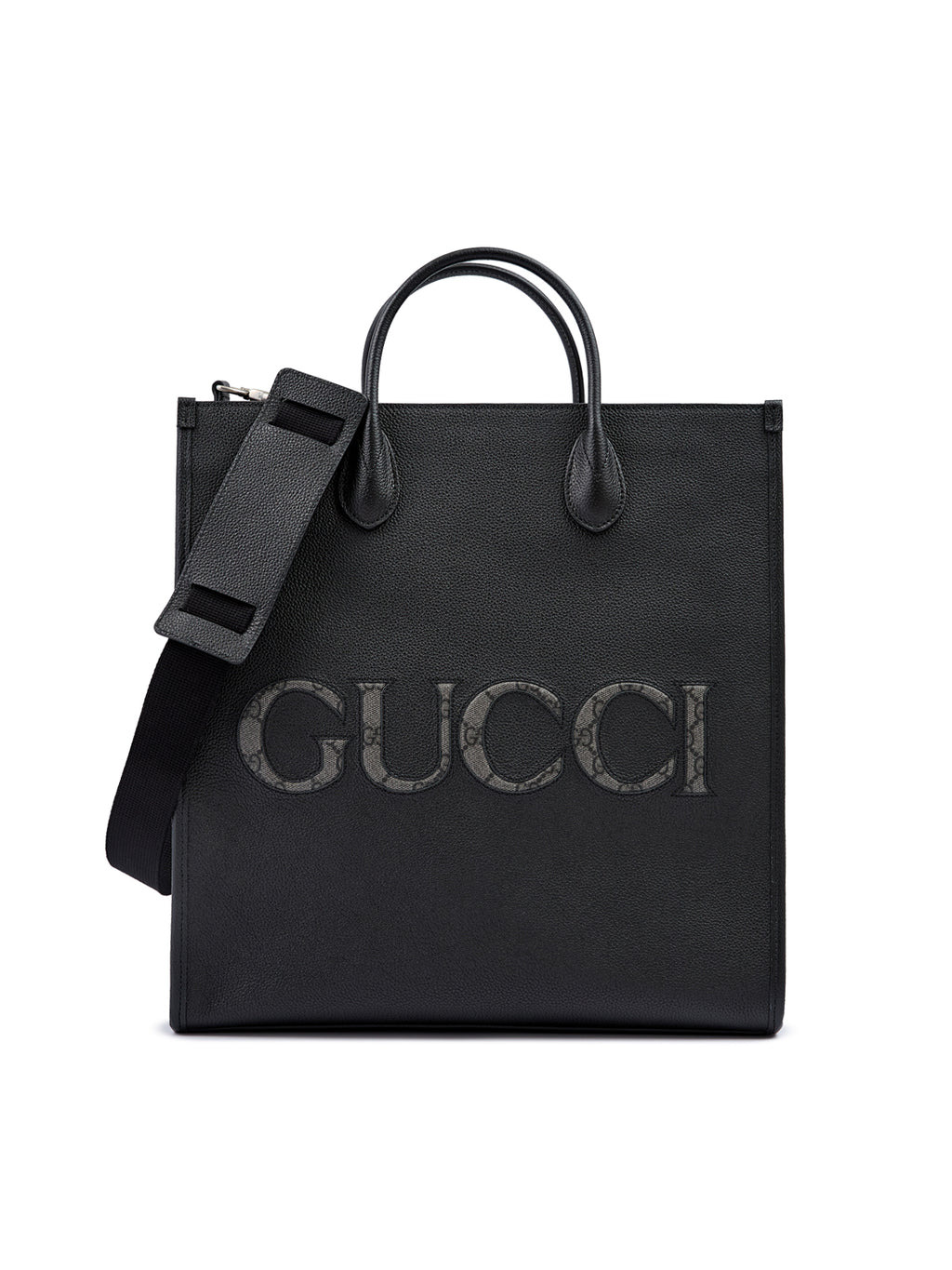 Gucci Black Leather Logo Medium Tote Bag - Zeiniez