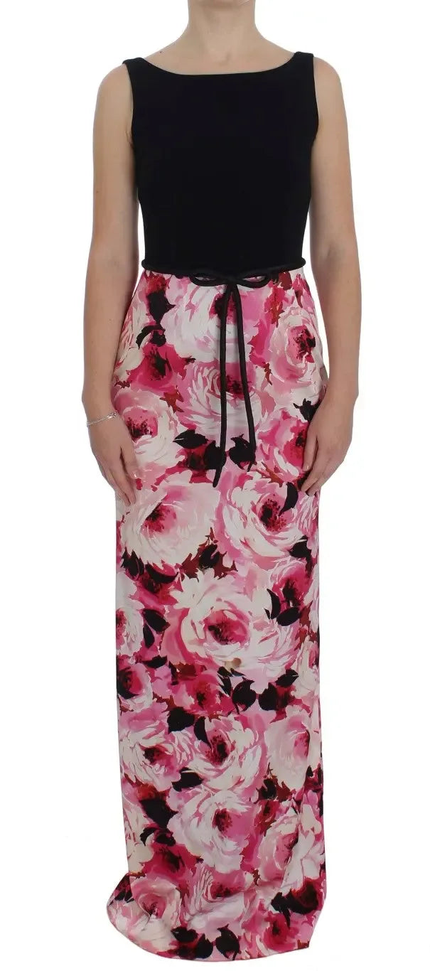Dolce & Gabbana Pink Floral Print Long Maxi Sheath Dress - Zeiniez