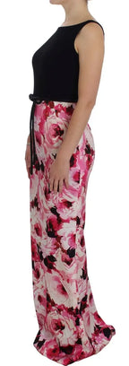 Dolce & Gabbana Pink Floral Print Long Maxi Sheath Dress - Zeiniez