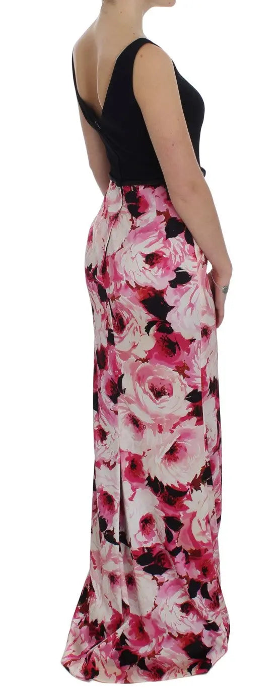 Dolce & Gabbana Pink Floral Print Long Maxi Sheath Dress Dolce & Gabbana