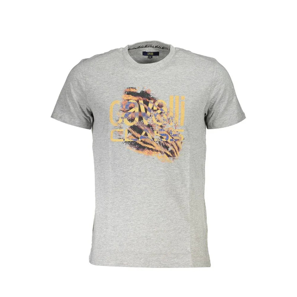 Cavalli Class Grigio Cotton Men T-Shirt - Zeiniez