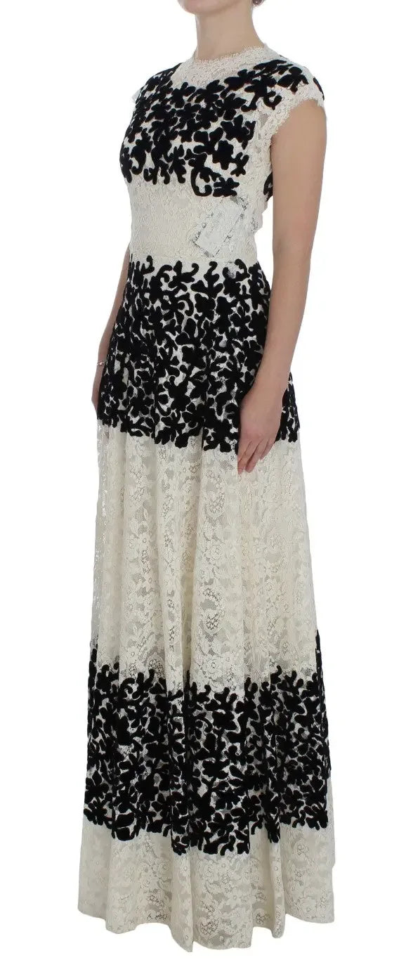 Dolce & Gabbana Floral Lace Ricamo Long Ball Maxi Dress - Zeiniez