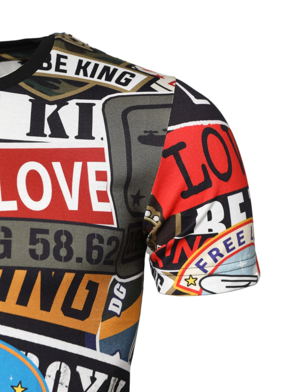 Dolce & Gabbana Multicolor Patchwork Cotton Crew Neck T-shirt - Zeiniez