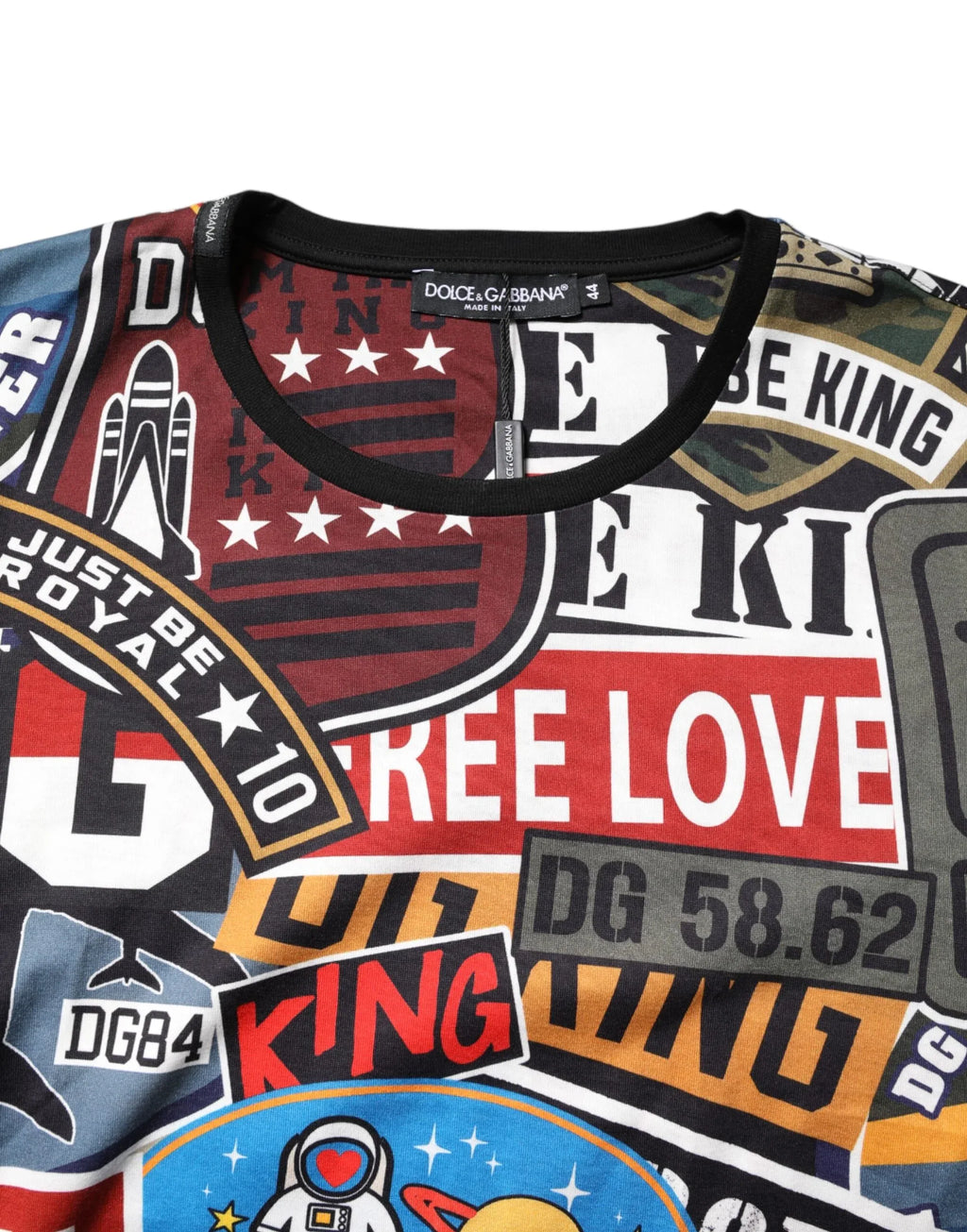 Dolce & Gabbana Multicolor Patchwork Cotton Crew Neck T-shirt - Zeiniez