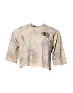 Dolce & Gabbana Beige Tie Dye DG Embroidery Cropped T-shirt - Zeiniez