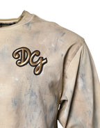 Dolce & Gabbana Beige Tie Dye DG Embroidery Cropped T-shirt - Zeiniez