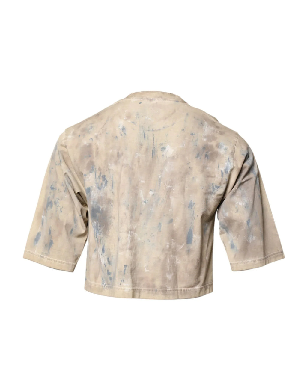 Dolce & Gabbana Beige Tie Dye DG Embroidery Cropped T-shirt - Zeiniez