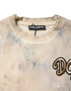 Dolce & Gabbana Beige Tie Dye DG Embroidery Cropped T-shirt - Zeiniez
