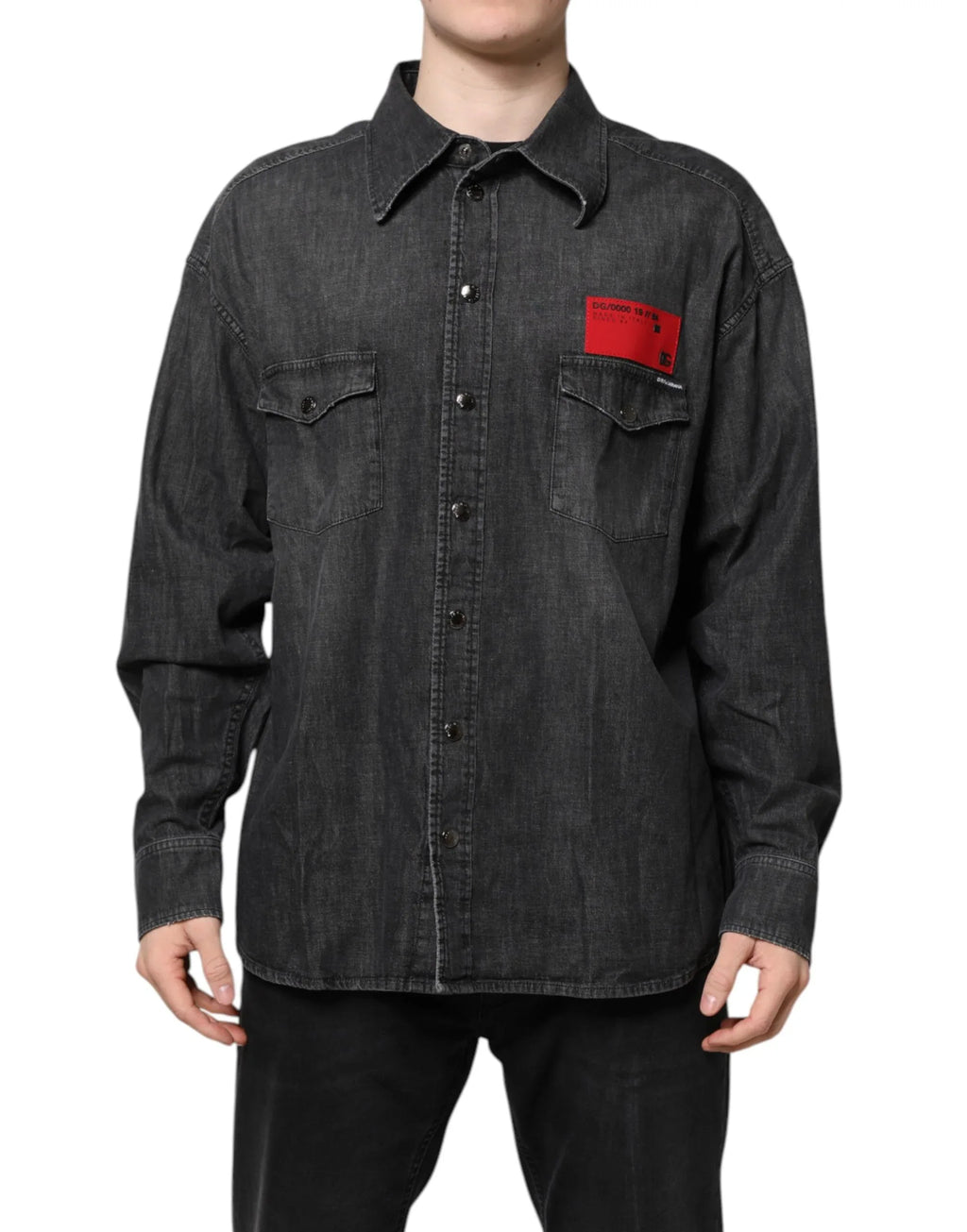 Dolce & Gabbana Gray Long Sleeves Button Down Denim Shirt - Zeiniez