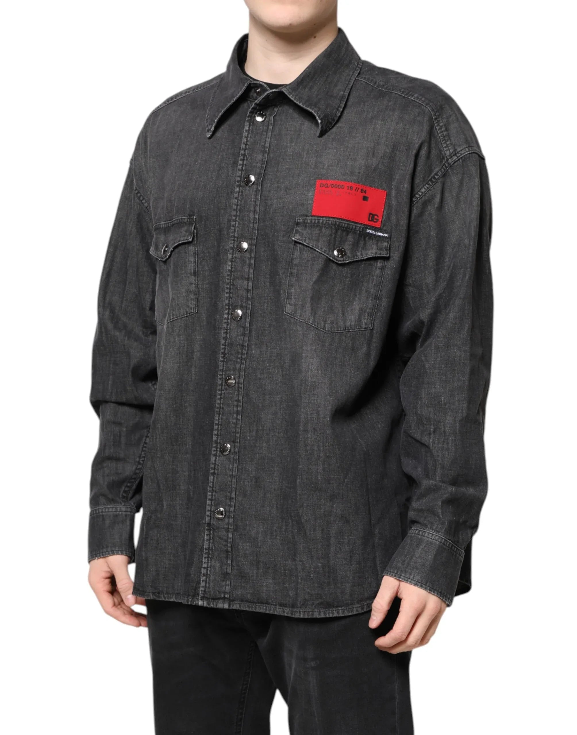 Dolce & Gabbana Gray Long Sleeves Button Down Denim Shirt - Zeiniez