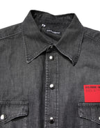 Dolce & Gabbana Gray Long Sleeves Button Down Denim Shirt - Zeiniez