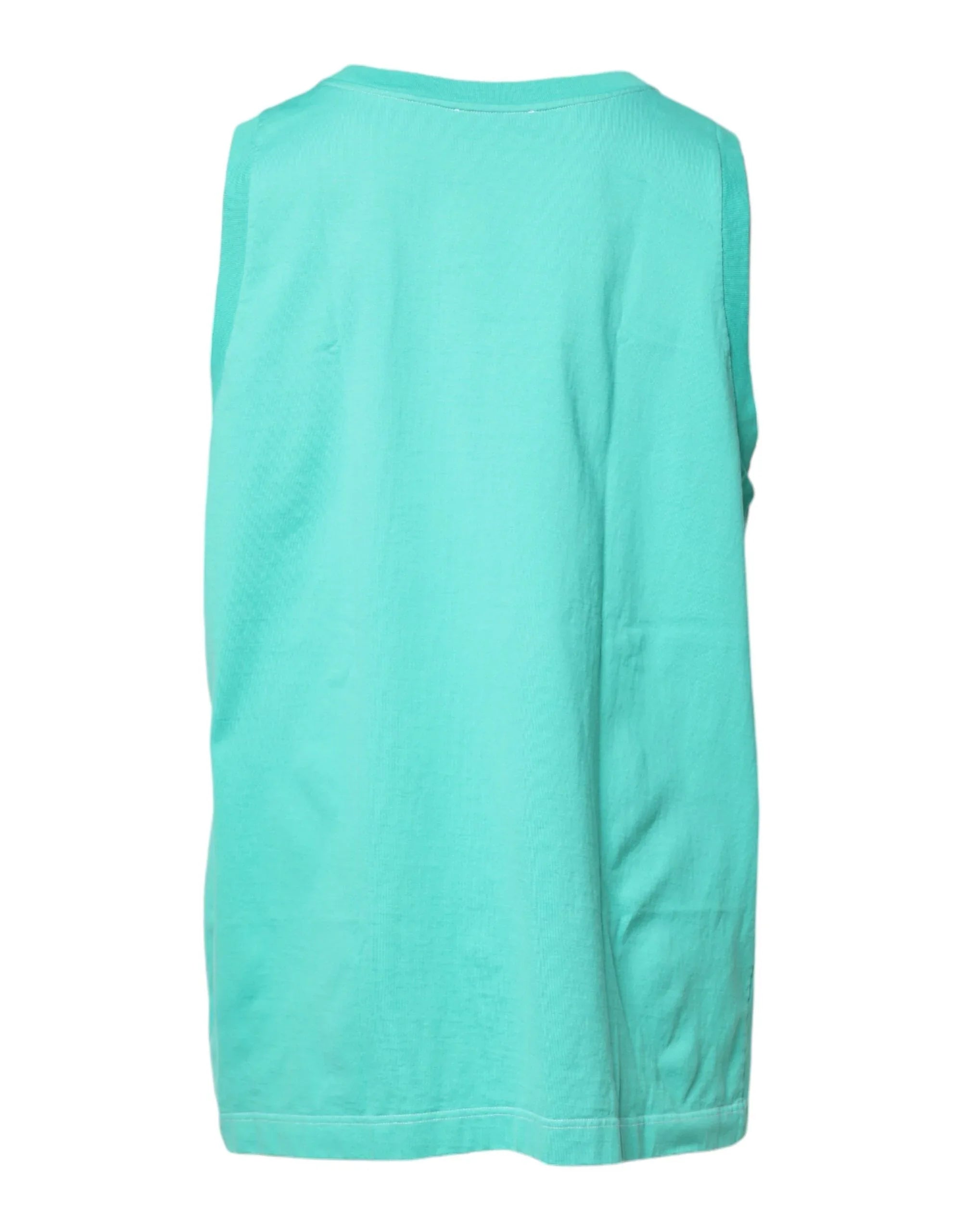 Dolce & Gabbana Green Sleeveless Logo Round Neck T-shirt - Zeiniez