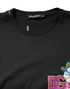 Dolce & Gabbana Black DG Floral Print Crew Neck T-shirt - Zeiniez