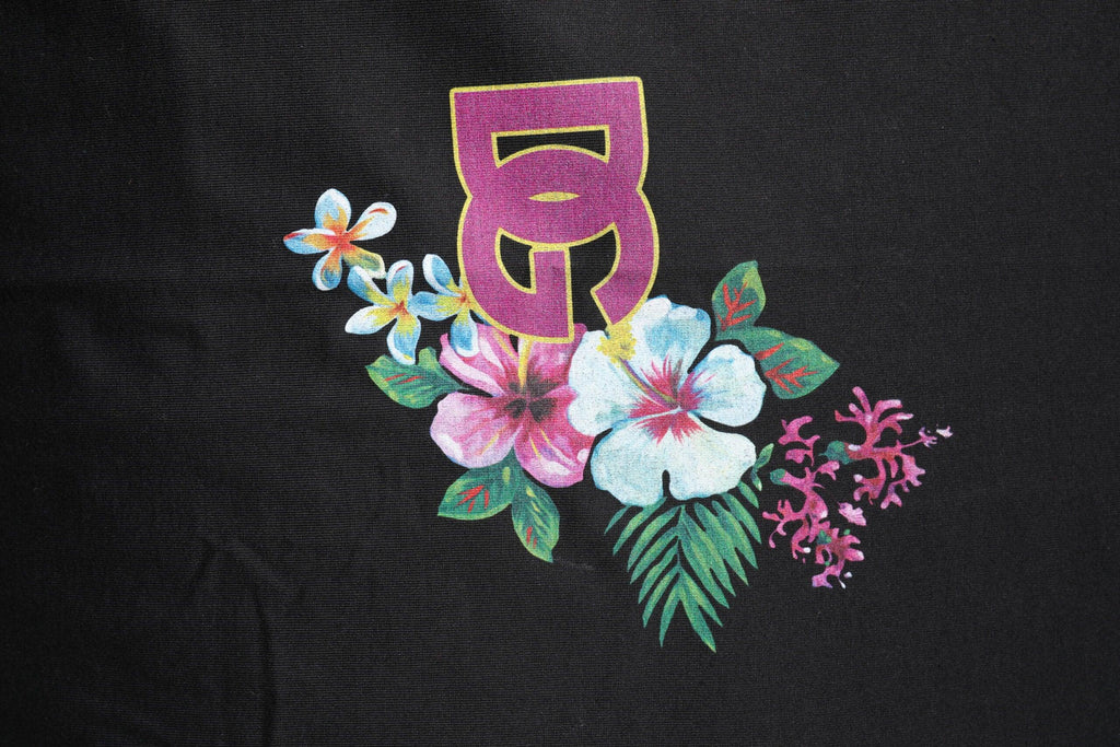 Dolce & Gabbana Black DG Floral Print Crew Neck T-shirt - Zeiniez