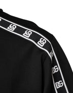 Dolce & Gabbana Black Cotton DG Print Turtleneck T-shirt - Zeiniez