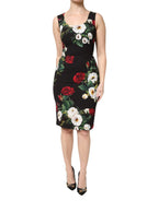 Dolce & Gabbana Black Floral Print Sleeveless Sheath Dress - Zeiniez