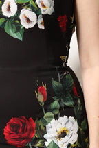 Dolce & Gabbana Black Floral Print Sleeveless Sheath Dress - Zeiniez