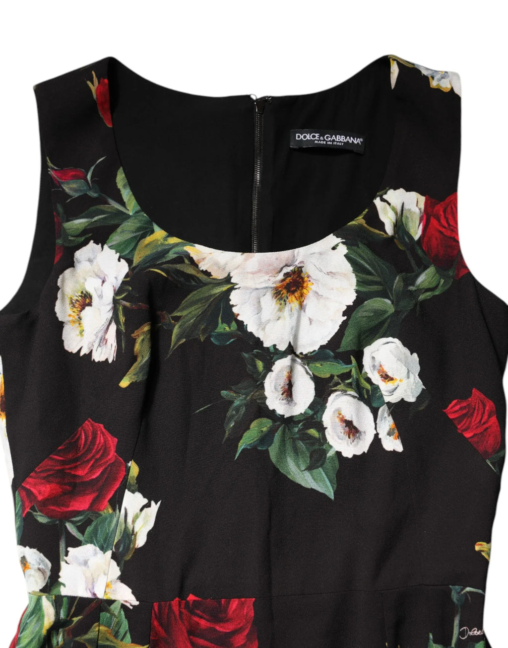 Dolce & Gabbana Black Floral Print Sleeveless Sheath Dress - Zeiniez