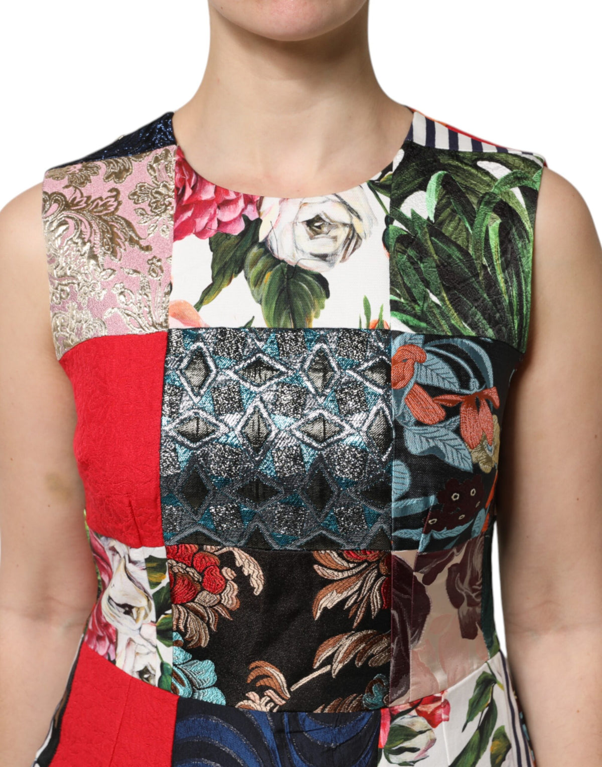 Dolce & Gabbana Multicolor Patchwork Sleeveless Sheath Dress
