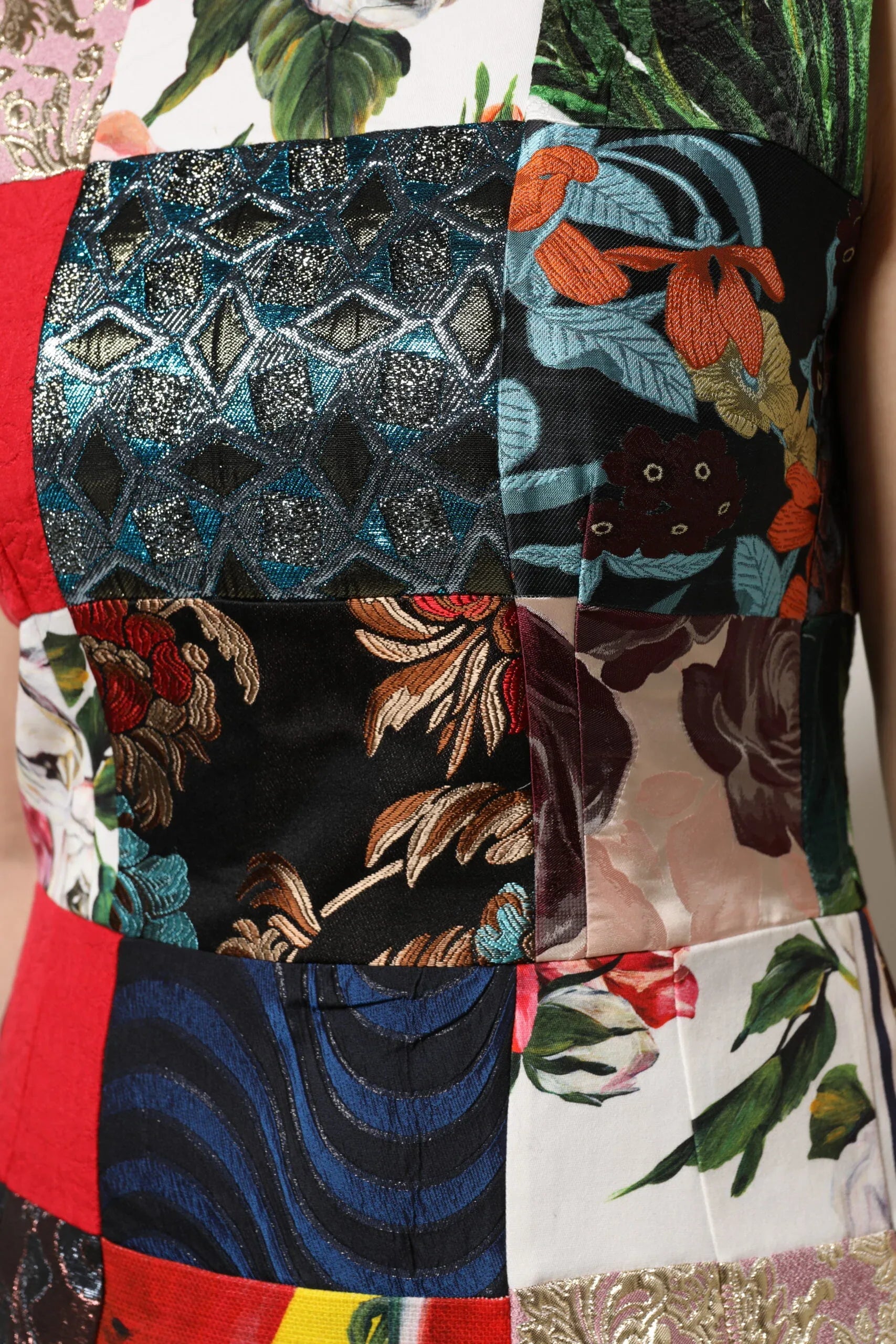 Dolce & Gabbana Multicolor Patchwork Sleeveless Sheath Dress - Zeiniez