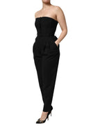 Dolce & Gabbana Black Wool Strapless Romper Jumpsuit Dress - Zeiniez