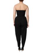 Dolce & Gabbana Black Wool Strapless Romper Jumpsuit Dress - Zeiniez