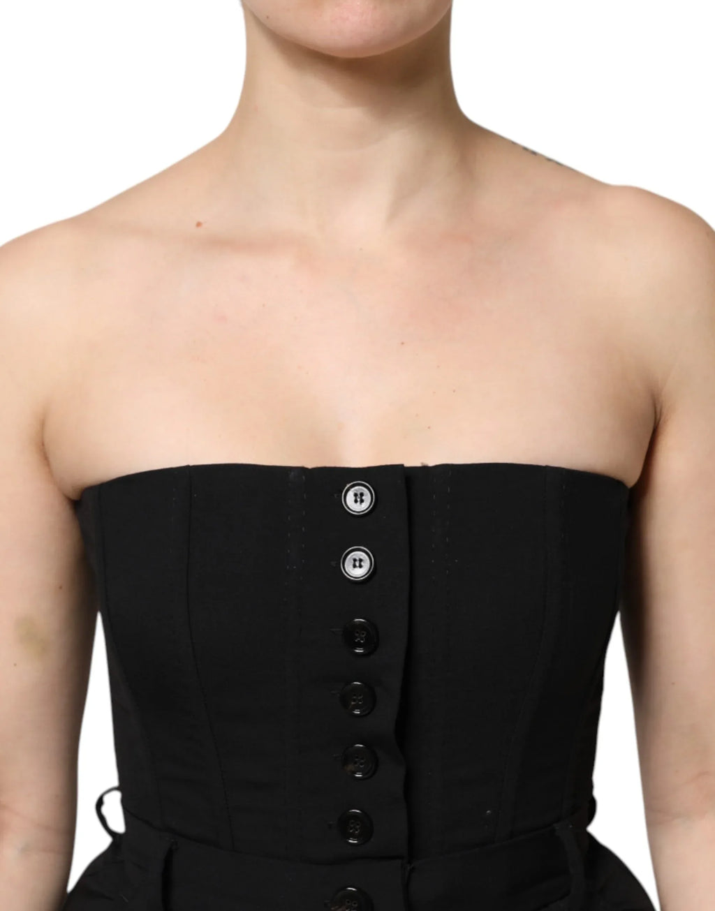 Dolce & Gabbana Black Wool Strapless Romper Jumpsuit Dress - Zeiniez