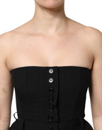 Dolce & Gabbana Black Wool Strapless Romper Jumpsuit Dress