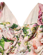 Dolce & Gabbana Pink Floral Silk Fit And Flared Midi Dress - Zeiniez