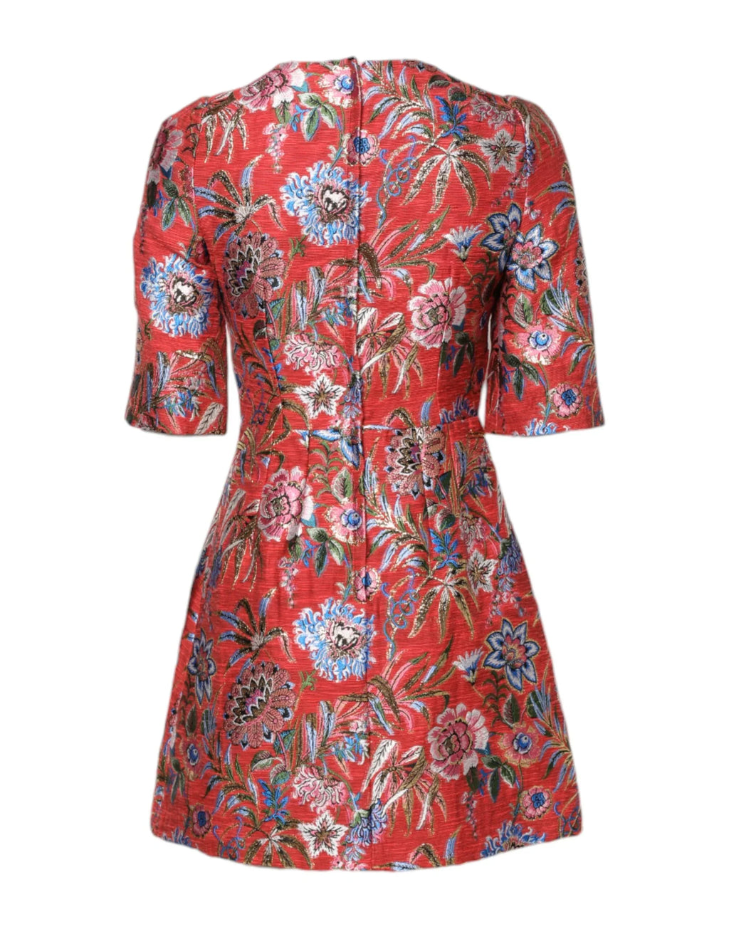 Dolce & Gabbana Red Floral Jacquard A-line Mini Dress - Zeiniez