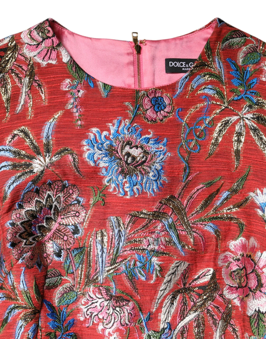 Dolce & Gabbana Red Floral Jacquard A-line Mini Dress - Zeiniez