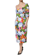 Dolce & Gabbana Multicolor Floral Pleated Sheath Midi Dress - Zeiniez