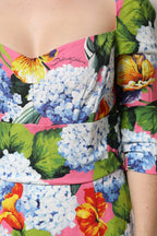 Dolce & Gabbana Multicolor Floral Pleated Sheath Midi Dress - Zeiniez