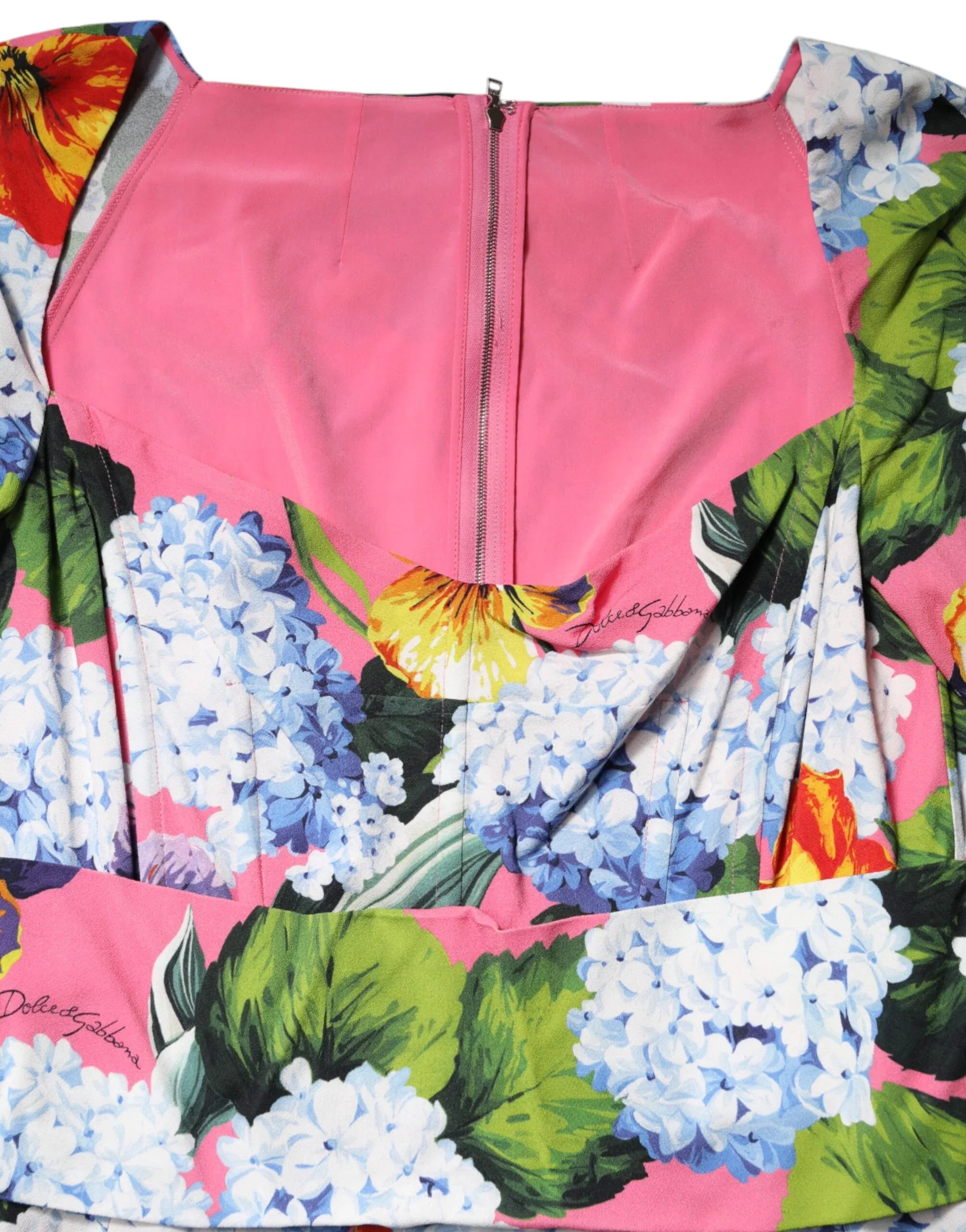 Dolce & Gabbana Multicolor Floral Pleated Sheath Midi Dress - Zeiniez