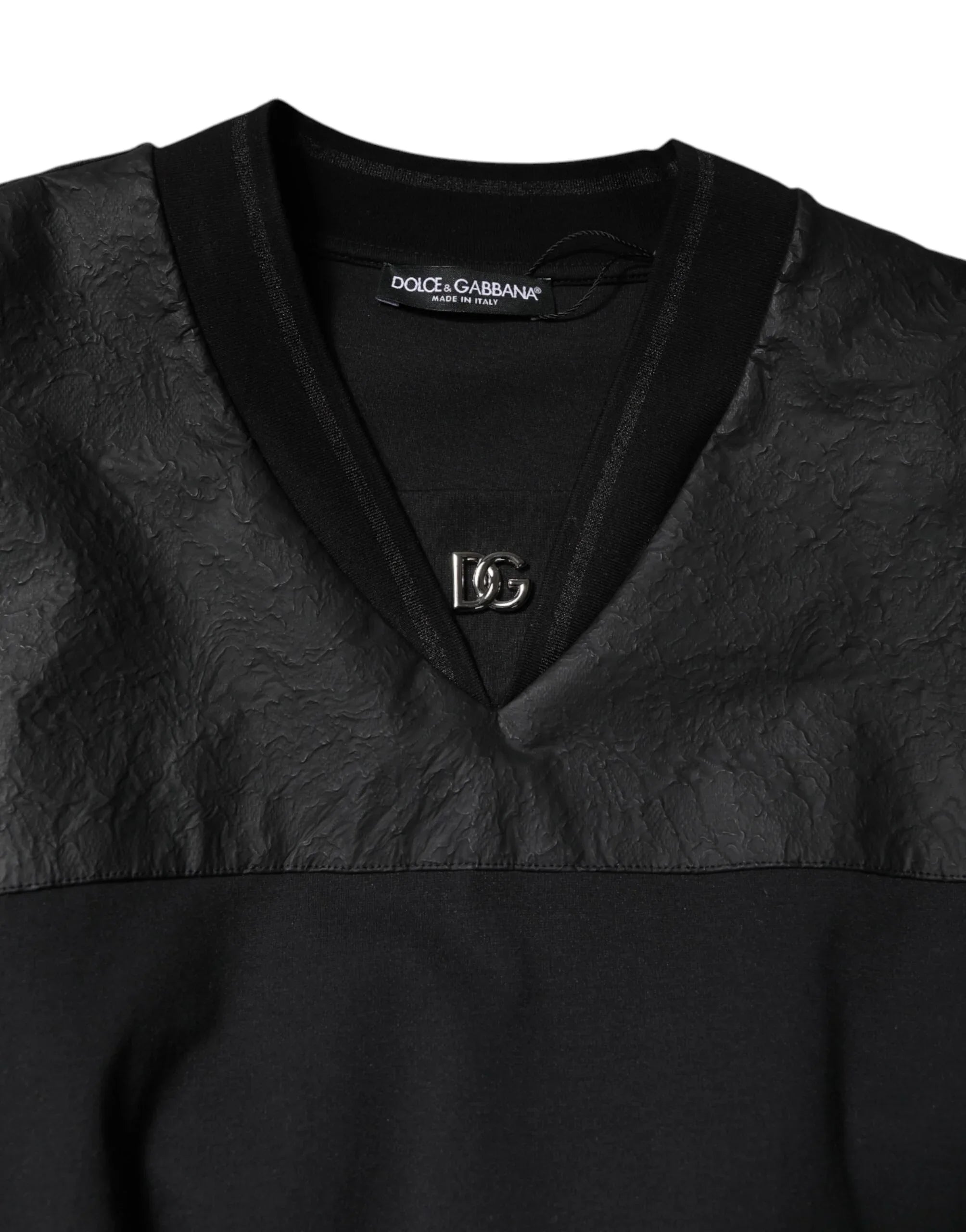 Dolce & Gabbana Black Cotton Short Sleeves V-neck T-shirt - Zeiniez