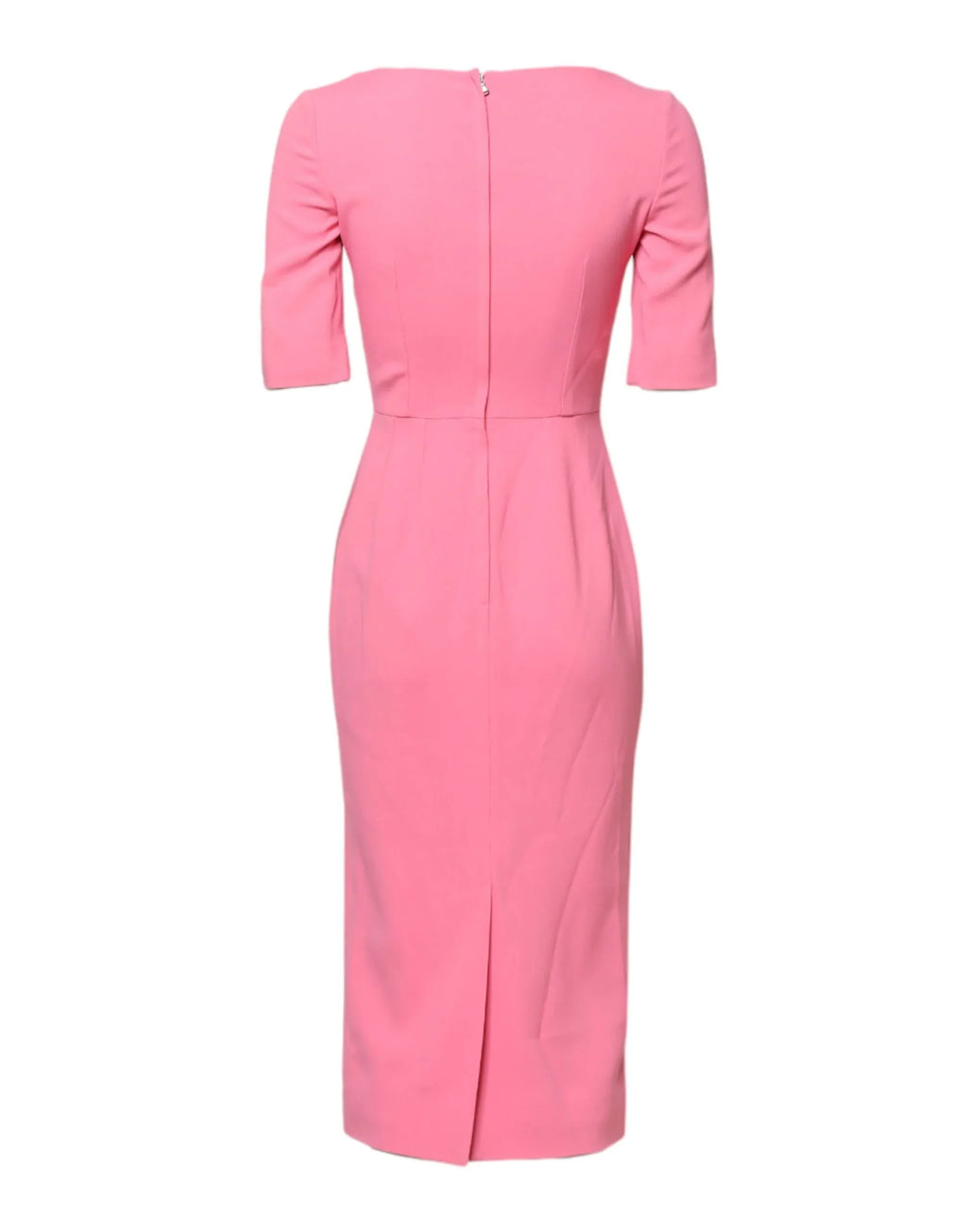 Dolce & Gabbana Pink Viscose Short Sleeve Sheath Midi Dress - Zeiniez