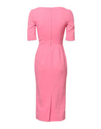 Dolce & Gabbana Pink Viscose Short Sleeve Sheath Midi Dress - Zeiniez