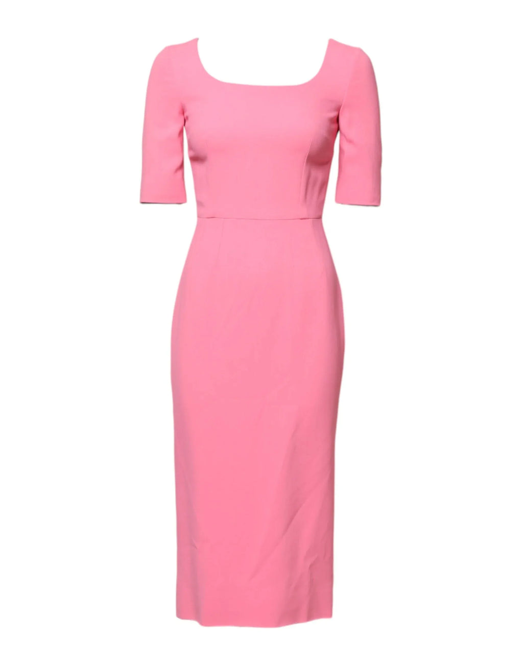 Dolce & Gabbana Pink Viscose Short Sleeve Sheath Midi Dress - Zeiniez