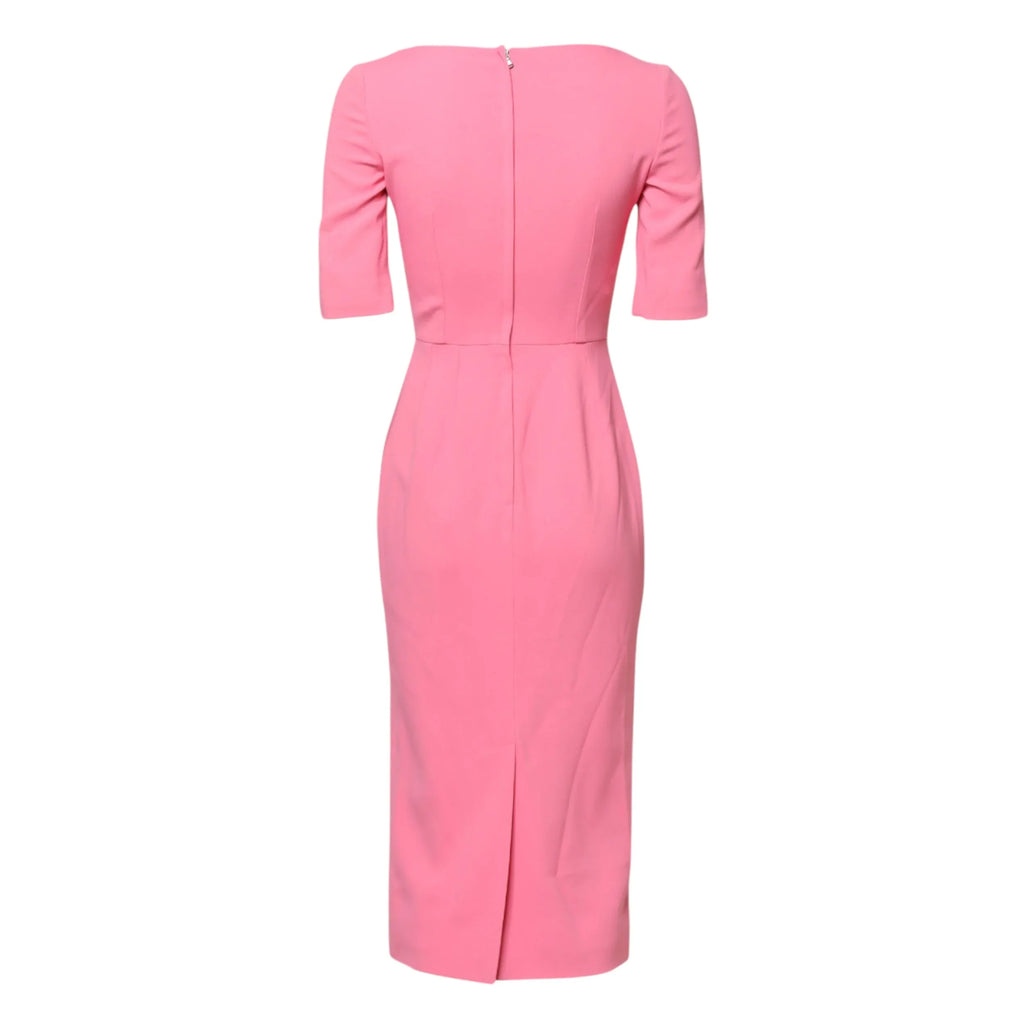 Dolce & Gabbana Pink Viscose Short Sleeve Sheath Midi Dress - Zeiniez