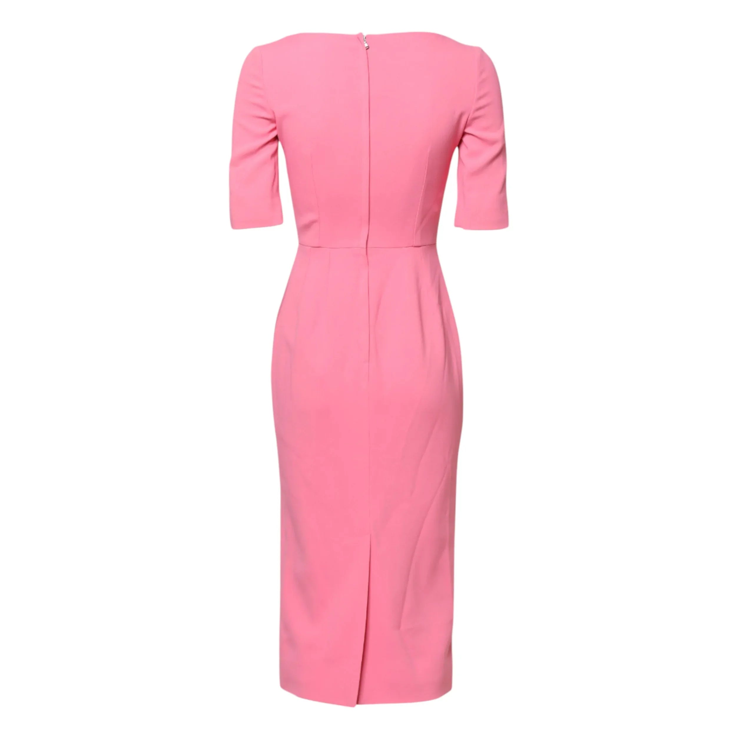 Dolce & Gabbana Pink Viscose Short Sleeve Sheath Midi Dress - Zeiniez