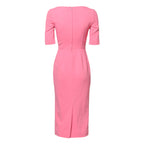 Dolce & Gabbana Pink Viscose Short Sleeve Sheath Midi Dress