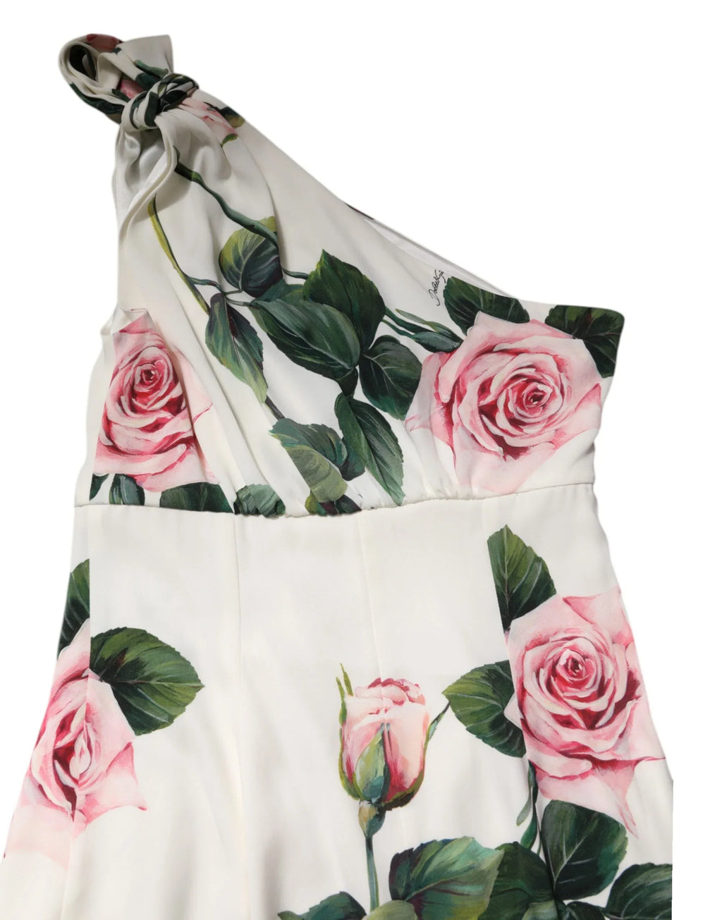 Dolce & Gabbana White Floral One Shoulder Sheath Midi Dress - Zeiniez