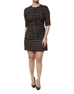 Dolce & Gabbana Brown Tweed Short Sleeves A-line Mini Dress - Zeiniez