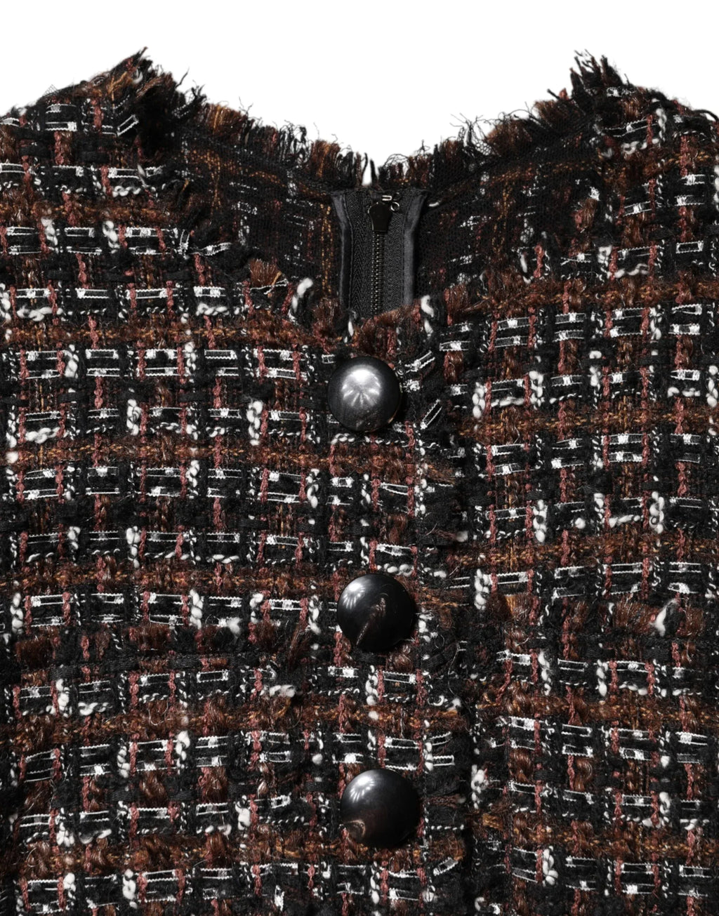 Dolce & Gabbana Brown Tweed Short Sleeves A-line Mini Dress - Zeiniez