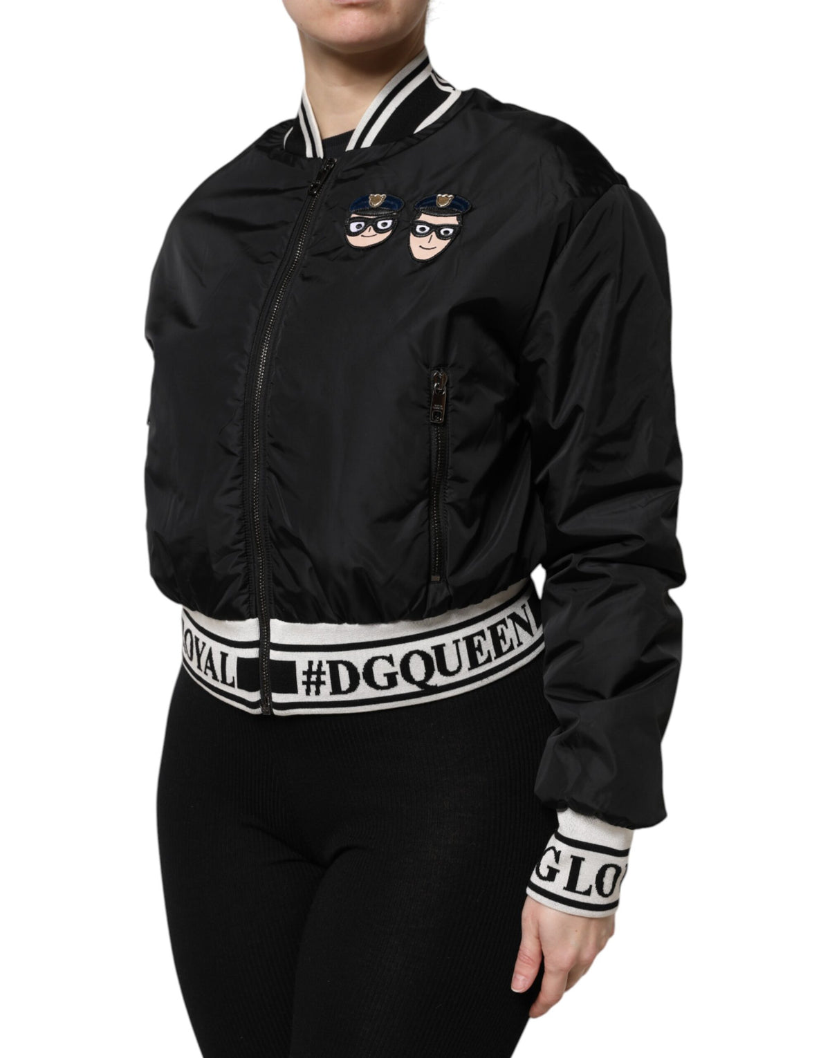 Dolce & Gabbana Black Nylon #DGFamily Full Zip Bomber Jacket